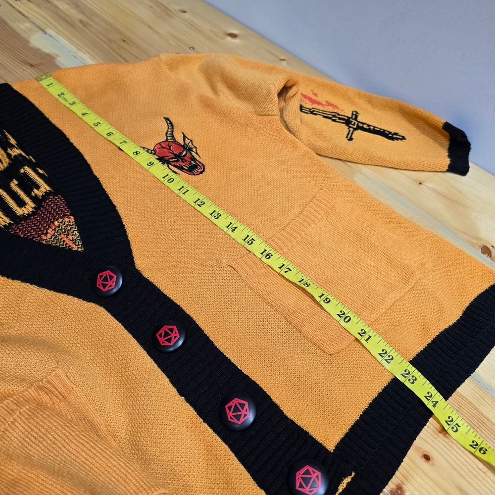 Netflix Stranger Things Hellfire Club Women Medium Yellow Cardigan Graphic - Picture 10 of 11